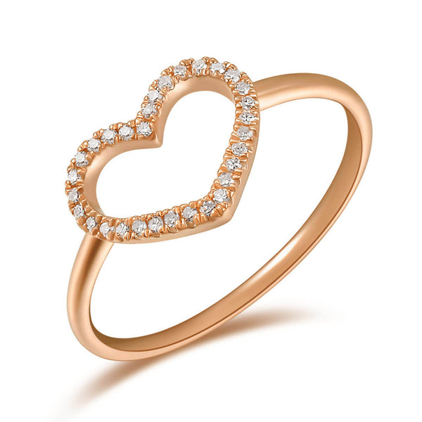 Classic Diamond Heart Ring made in 14K Gold