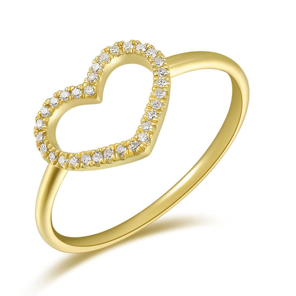 Classic Diamond Heart Ring made in 14K Gold