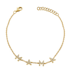 14K Gold "Mama" Diamond Bracelet