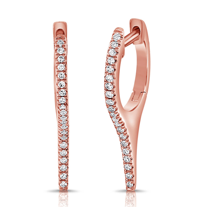 Elegant 14K Gold Diamond Huggie Earrings