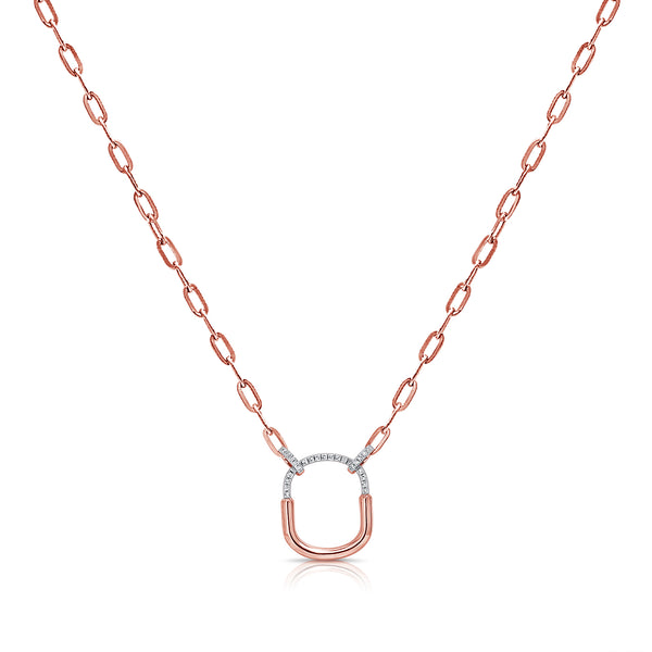 Modern Paperclip Pendant Necklace with 0.09 Carat Diamonds