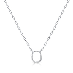 Modern Paperclip Pendant Necklace with 0.09 Carat Diamonds