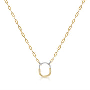 Modern Paperclip Pendant Necklace with 0.09 Carat Diamonds
