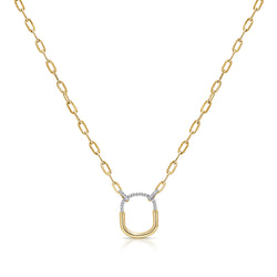 Modern Paperclip Pendant Necklace with 0.09 Carat Diamonds