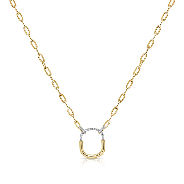 Modern Paperclip Pendant Necklace with 0.09 Carat Diamonds