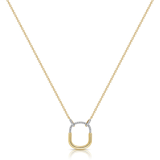 14K Gold Diamond Paperclip Pendant Necklace