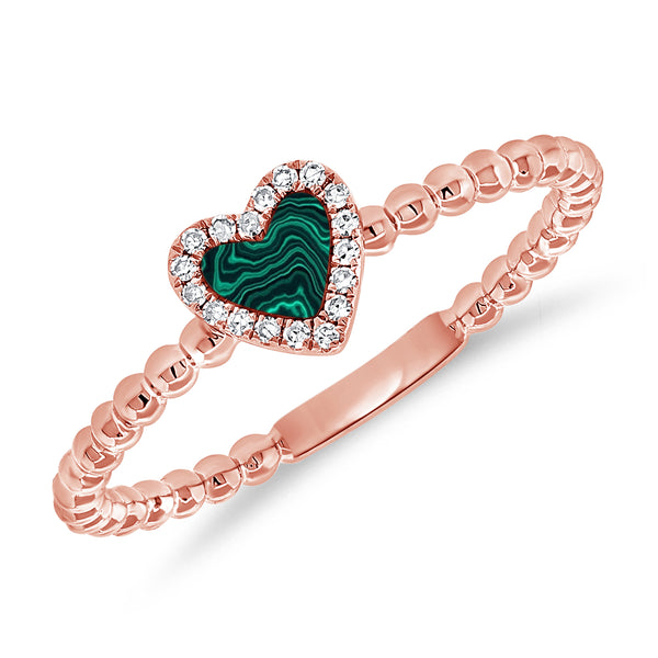 Emerald Heart Diamond Ring made in 14K Gold