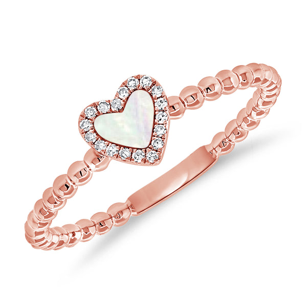 Mother of Pearl Heart Ring with Diamonds