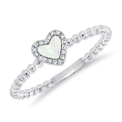 Mother of Pearl Heart Ring with Diamonds