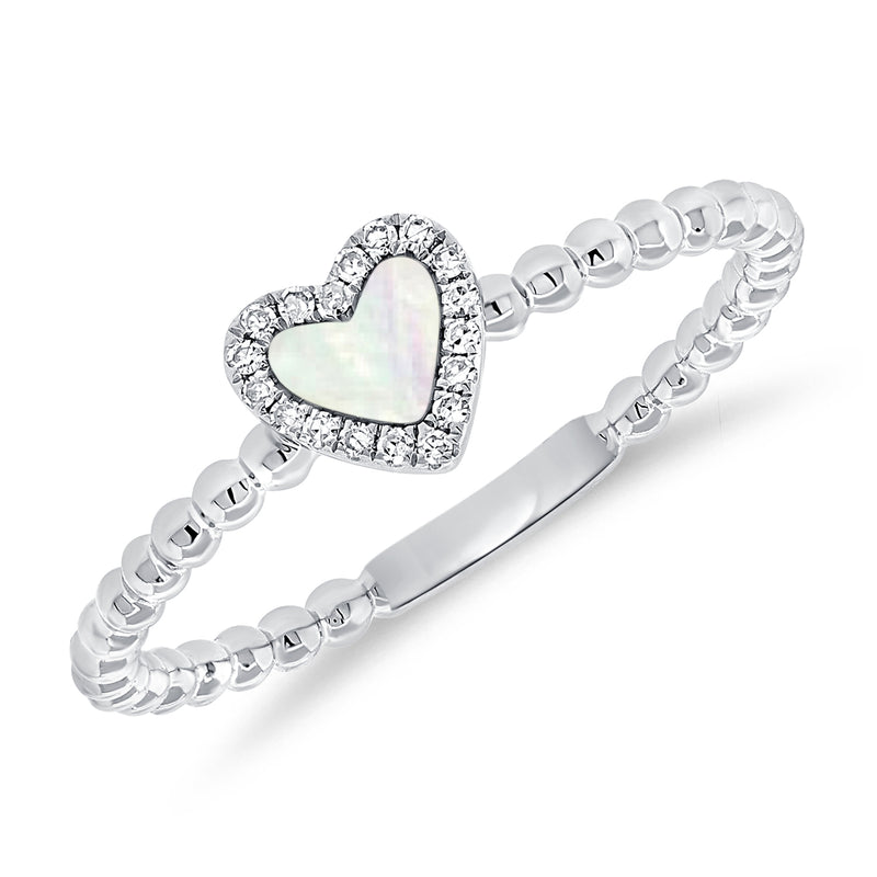 Mother of Pearl Heart Ring with Diamonds