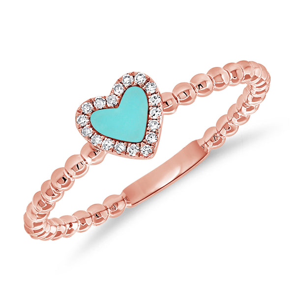 Turquoise Heart Ring with Diamonds