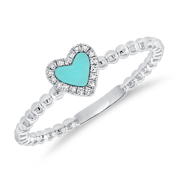 Turquoise Heart Ring with Diamonds