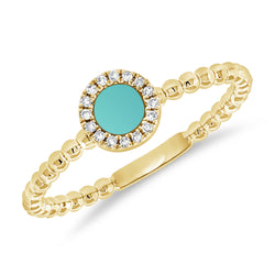 14K Gold Turquoise Ring with Diamonds