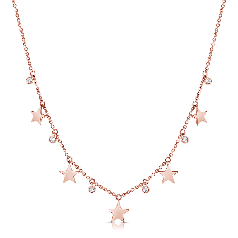 Diamond Star Station Necklace made in 14K Gold