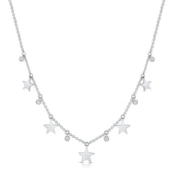 Diamond Star Station Necklace made in 14K Gold