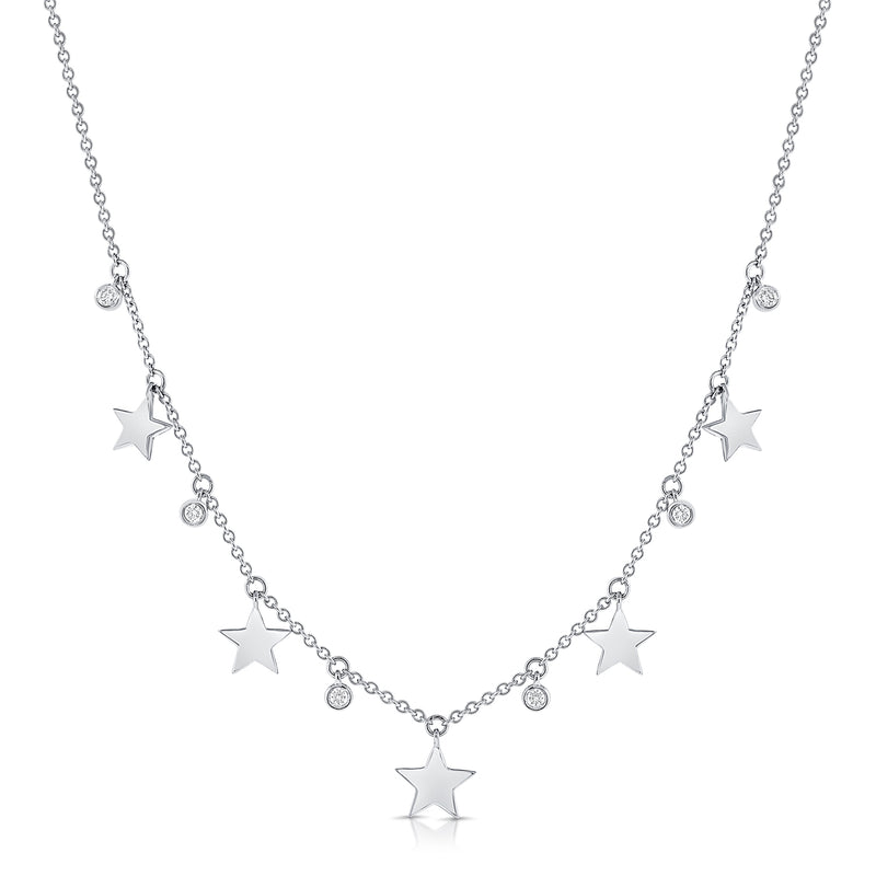 Diamond Star Station Necklace made in 14K Gold