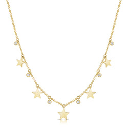 Diamond Star Station Necklace made in 14K Gold