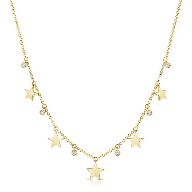 Diamond Star Station Necklace made in 14K Gold