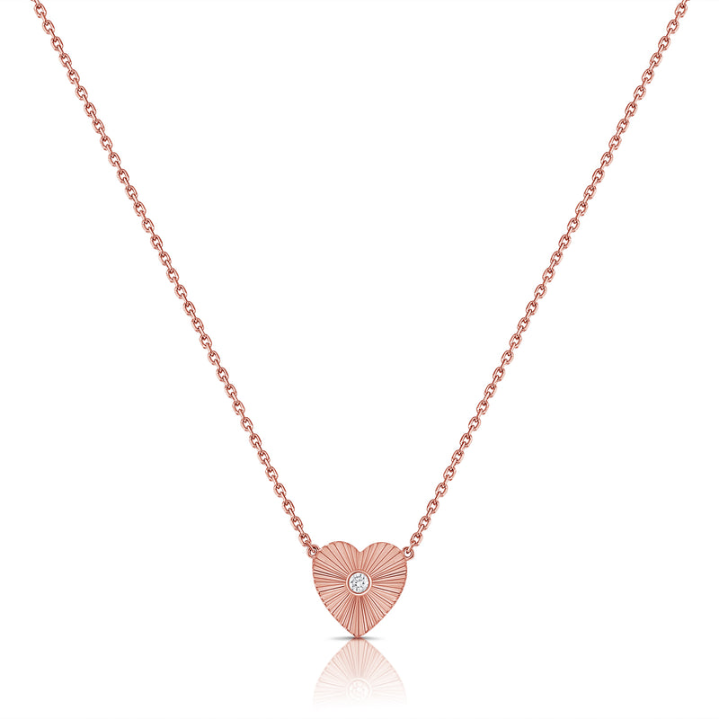 Diamond Fluted Heart Pendant Necklace