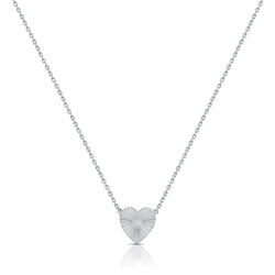 Diamond Fluted Heart Pendant Necklace