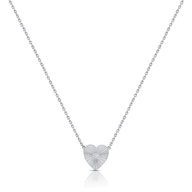 Diamond Fluted Heart Pendant Necklace