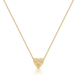 Diamond Fluted Heart Pendant Necklace