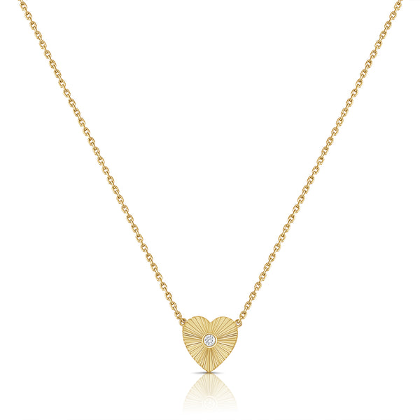 Diamond Fluted Heart Pendant Necklace