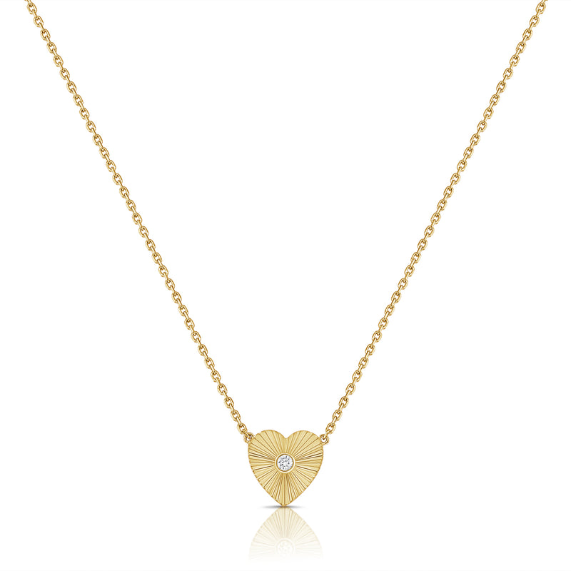 Diamond Fluted Heart Pendant Necklace