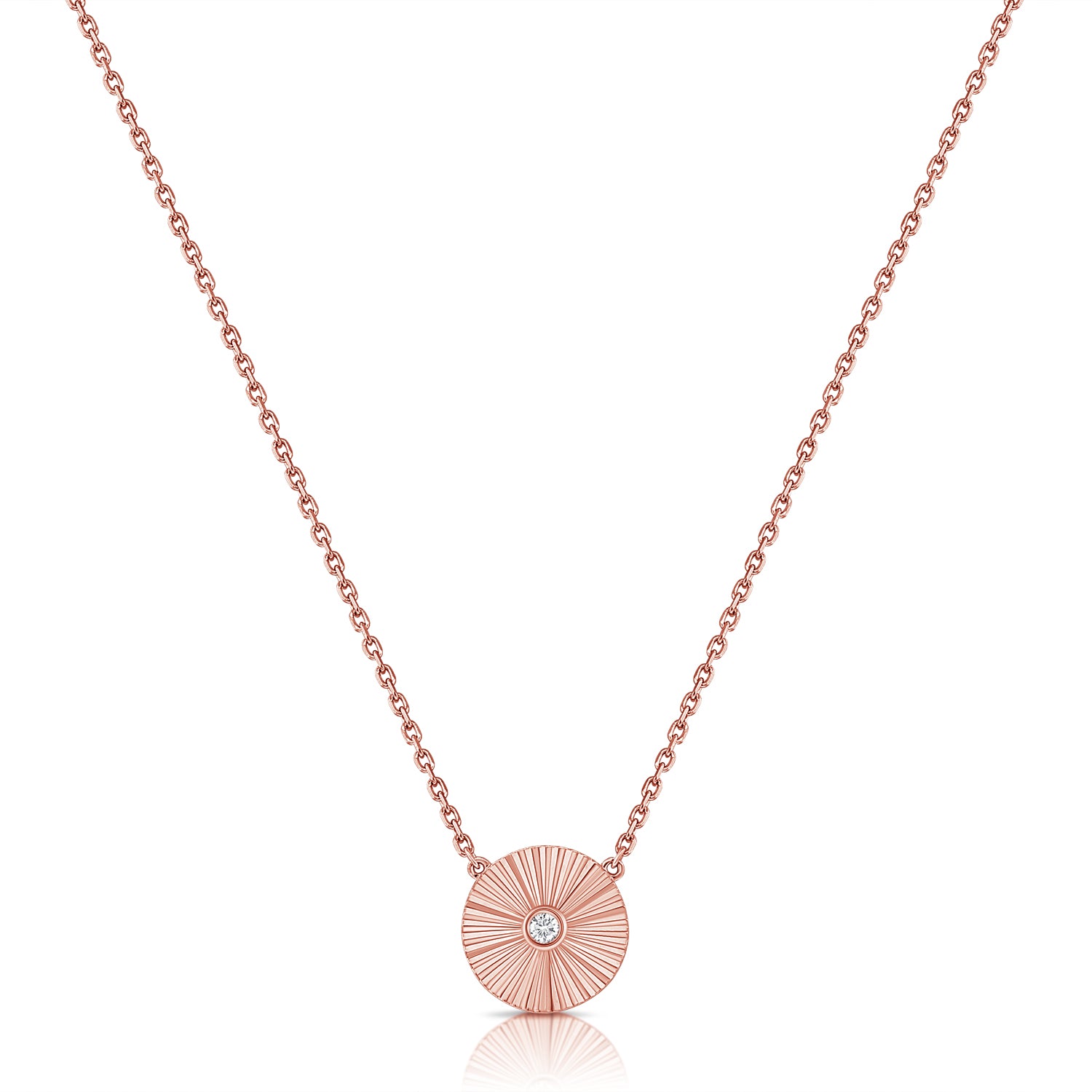 14K Gold Diamond Center Designer Necklace with 0.04ct Round Diamond