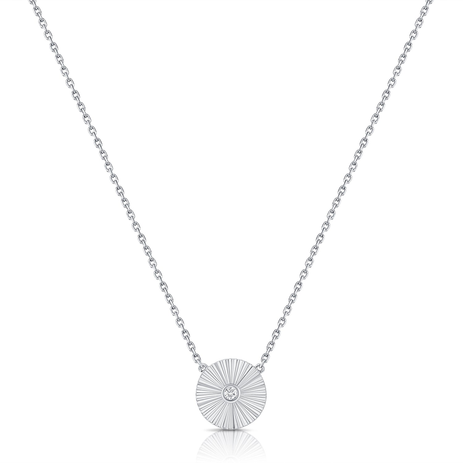 14K Gold Diamond Center Designer Necklace with 0.04ct Round Diamond