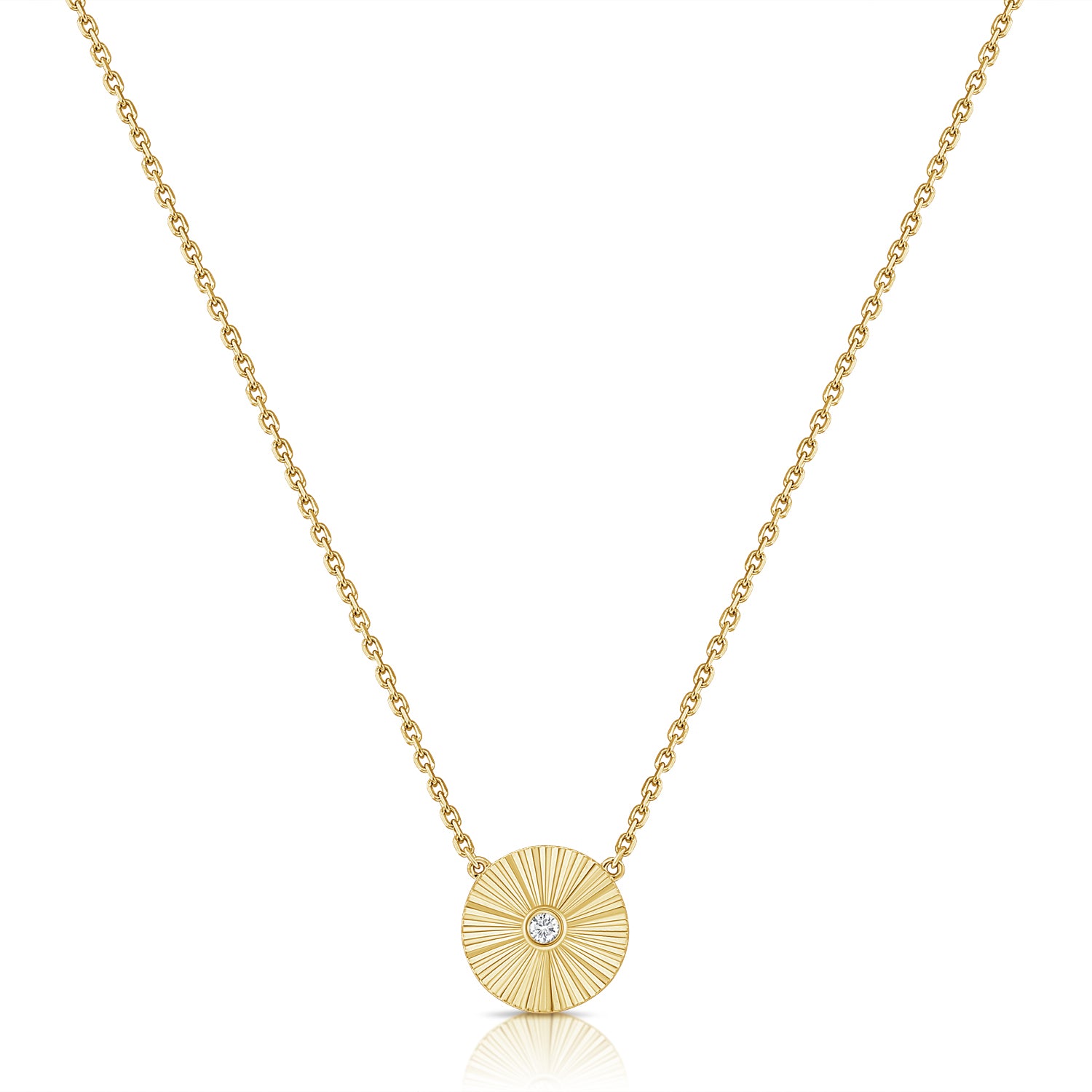 14K Gold Diamond Center Designer Necklace with 0.04ct Round Diamond