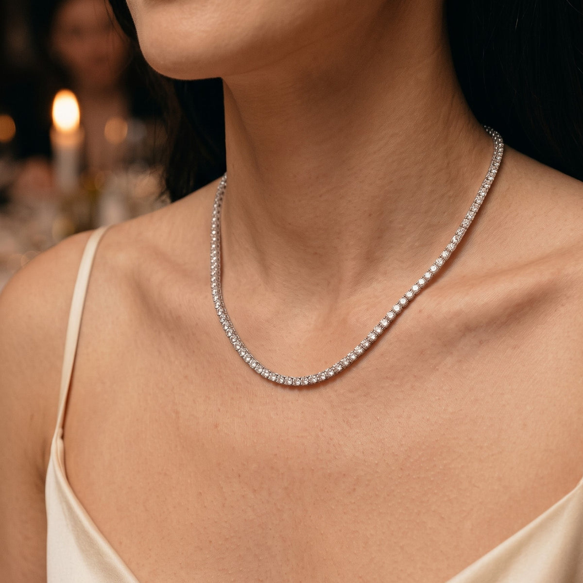 Four-Prong Diamond Tennis Necklace