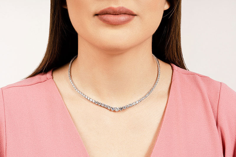 14K Gold Four-Prong Diamond Tennis Necklace