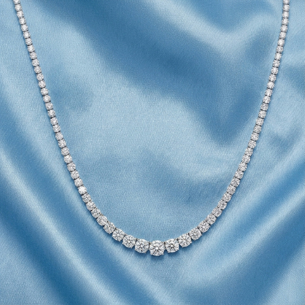 14K Gold Four-Prong Diamond Tennis Necklace
