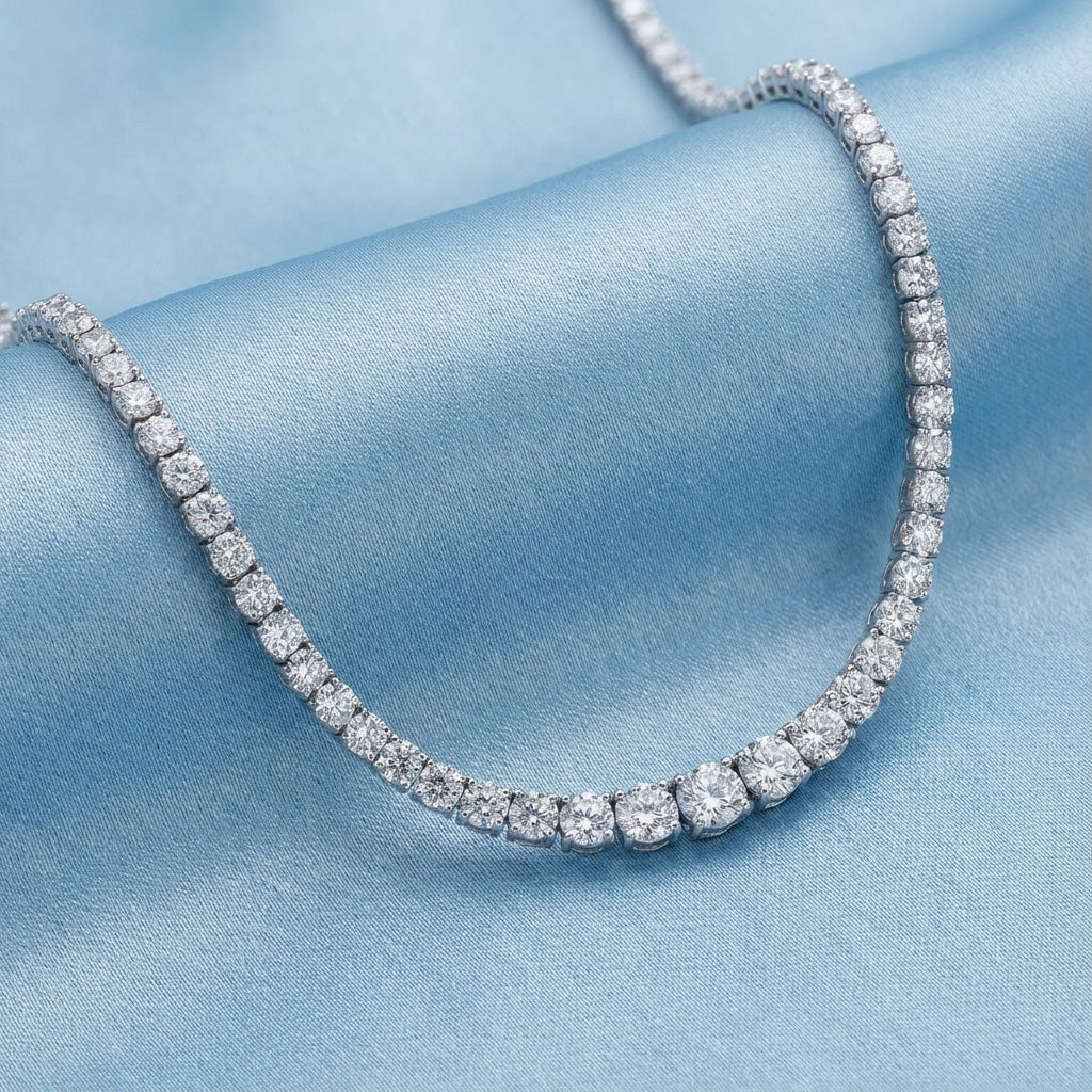 14K Gold Four-Prong Diamond Tennis Necklace