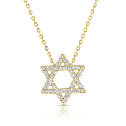 14Kt Gold and Diamond Star Of David Pendant Necklace