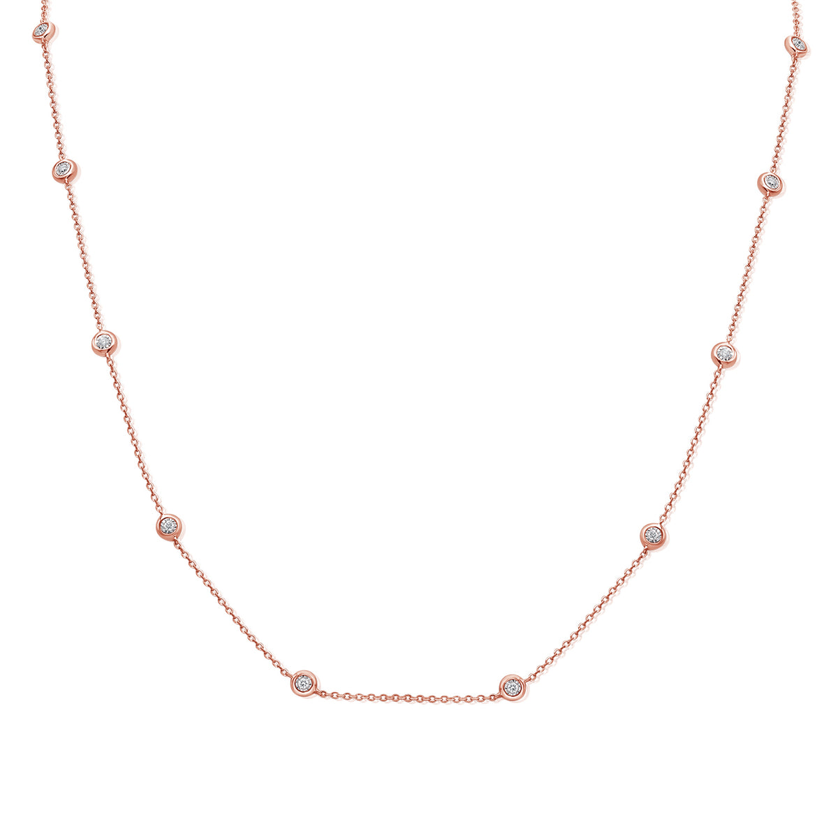 14K Gold 0.13 Carat Diamond Miracle Setting Station Necklace