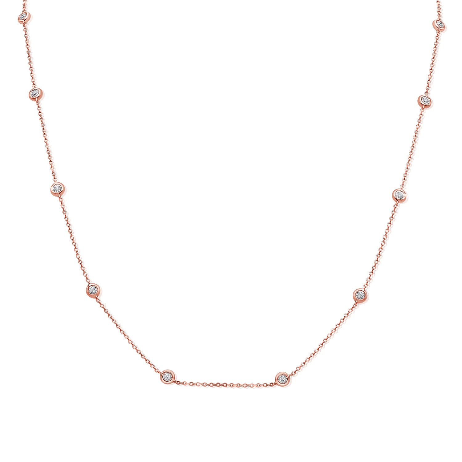 14K Gold 0.13 Carat Diamond Miracle Setting Station Necklace