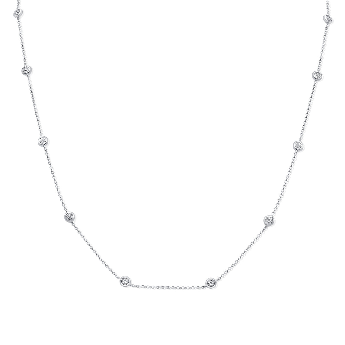 14K Gold 0.13 Carat Diamond Miracle Setting Station Necklace