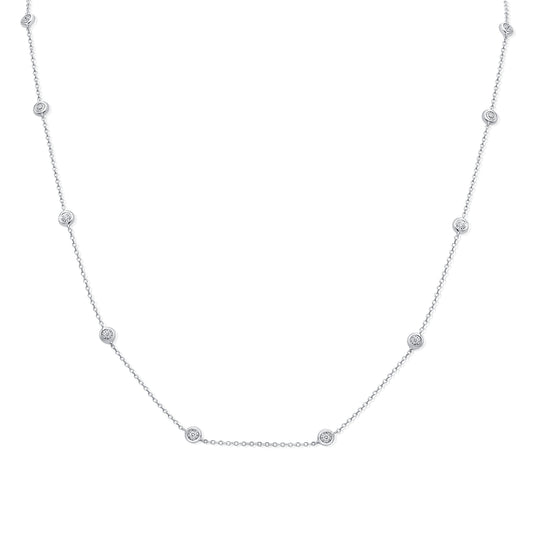 14K Gold 0.13 Carat Diamond Miracle Setting Station Necklace