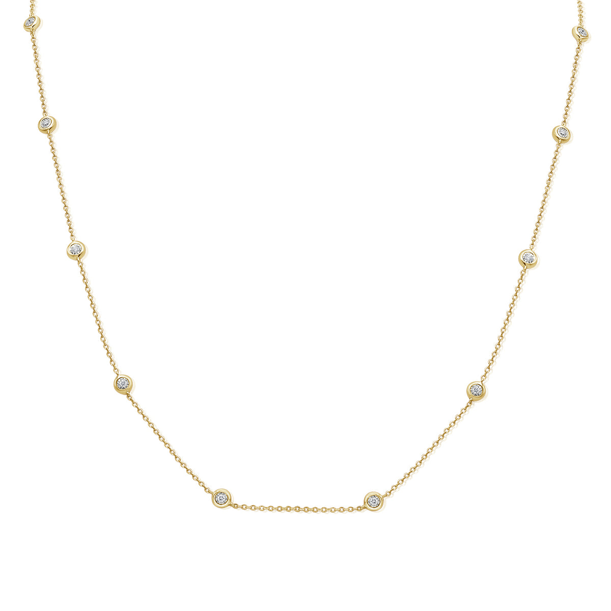 14K Gold 0.13 Carat Diamond Miracle Setting Station Necklace