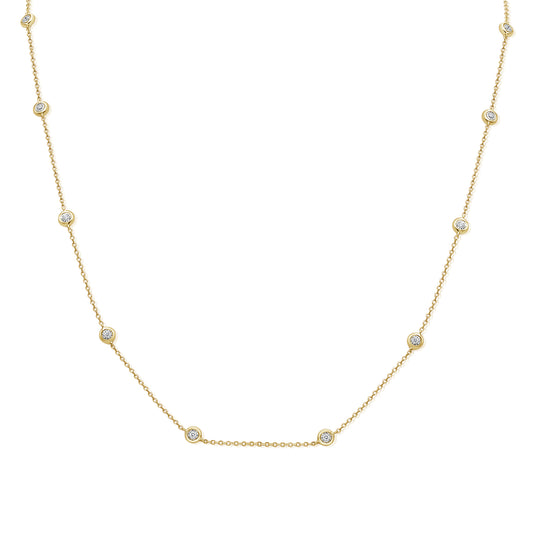 14K Gold 0.13 Carat Diamond Miracle Setting Station Necklace