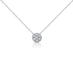 Diamond Cluster Disc Pendant Necklace in 14K Gold