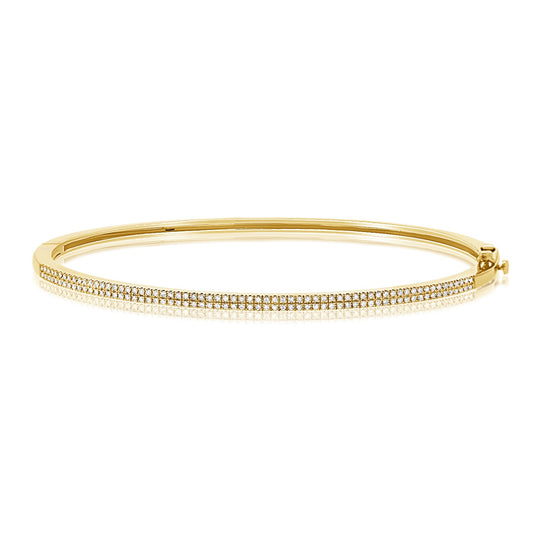 14K Gold Diamond Bangle Bracelet – 0.40 CT Slim Stackable Bangle