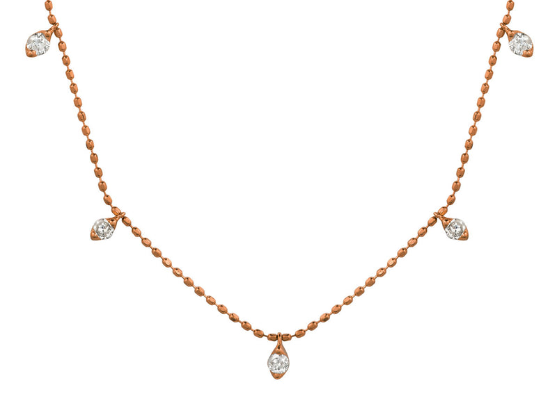 Diamond Station Necklace in Rose Gold