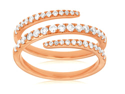 14kt Rose Gold and Diamond 3 Row Open Spiral Wrap Ring