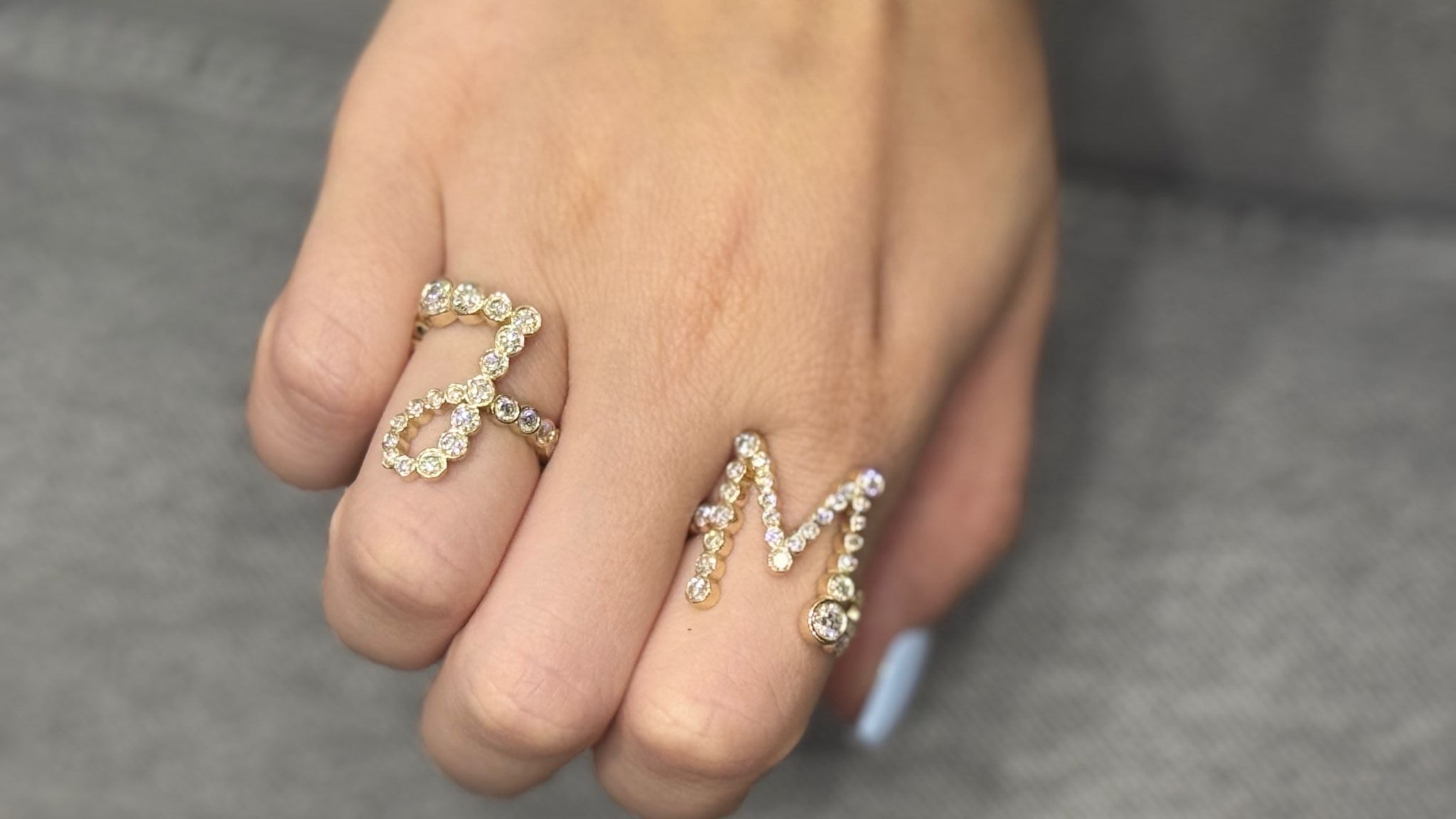 1.50 Carat Custom Letter Initial in 14K Yellow Gold