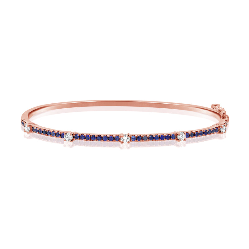 Sapphire & Diamonds Bangle made in 14K Gold