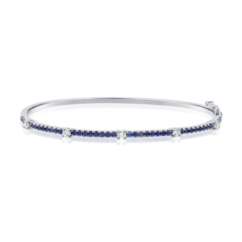 Sapphire & Diamonds Bangle made in 14K Gold