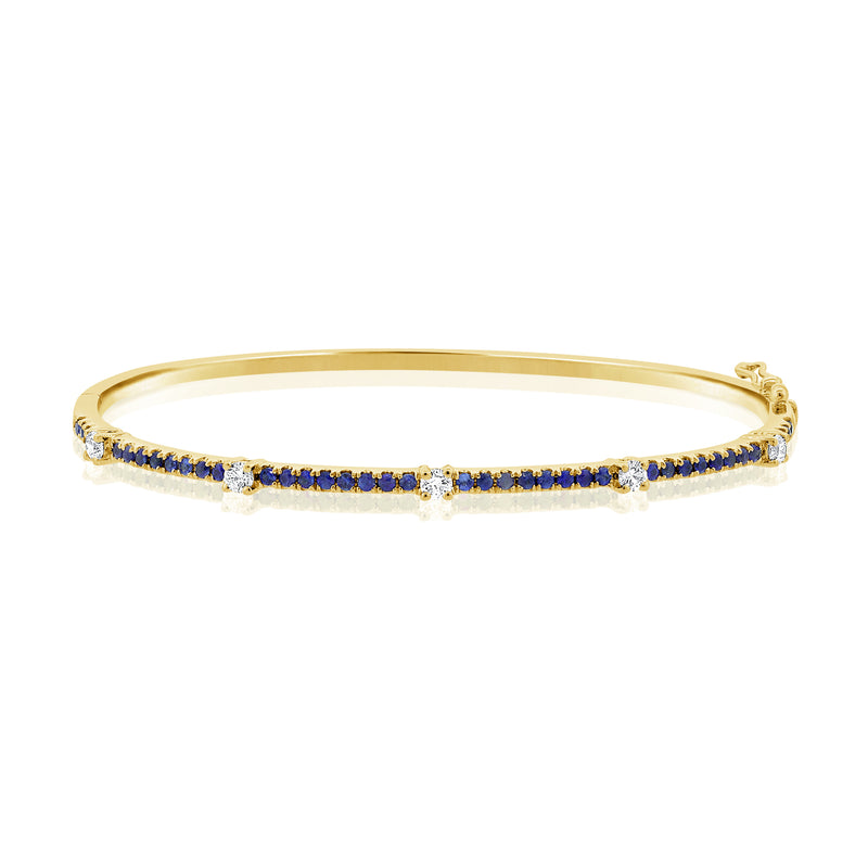 Sapphire & Diamonds Bangle made in 14K Gold